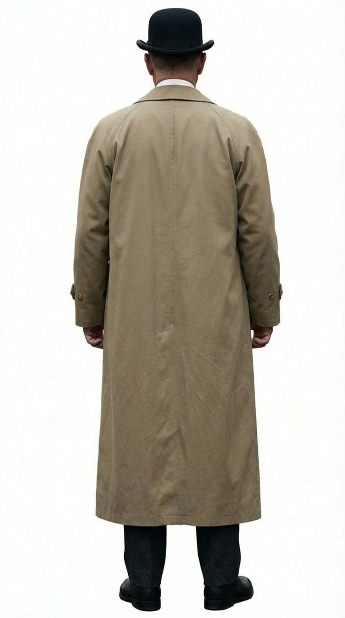 Men's Beige Cotton Trench Coat Suit Package – Classic Long Overcoat