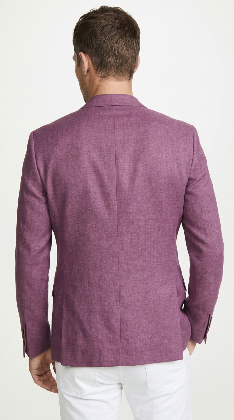 Men’s Berry Mauve Blazer – Classic 2-Button Wedding, Business and Smart-Casual Sport Coat in light purple lavender color - 36 Short