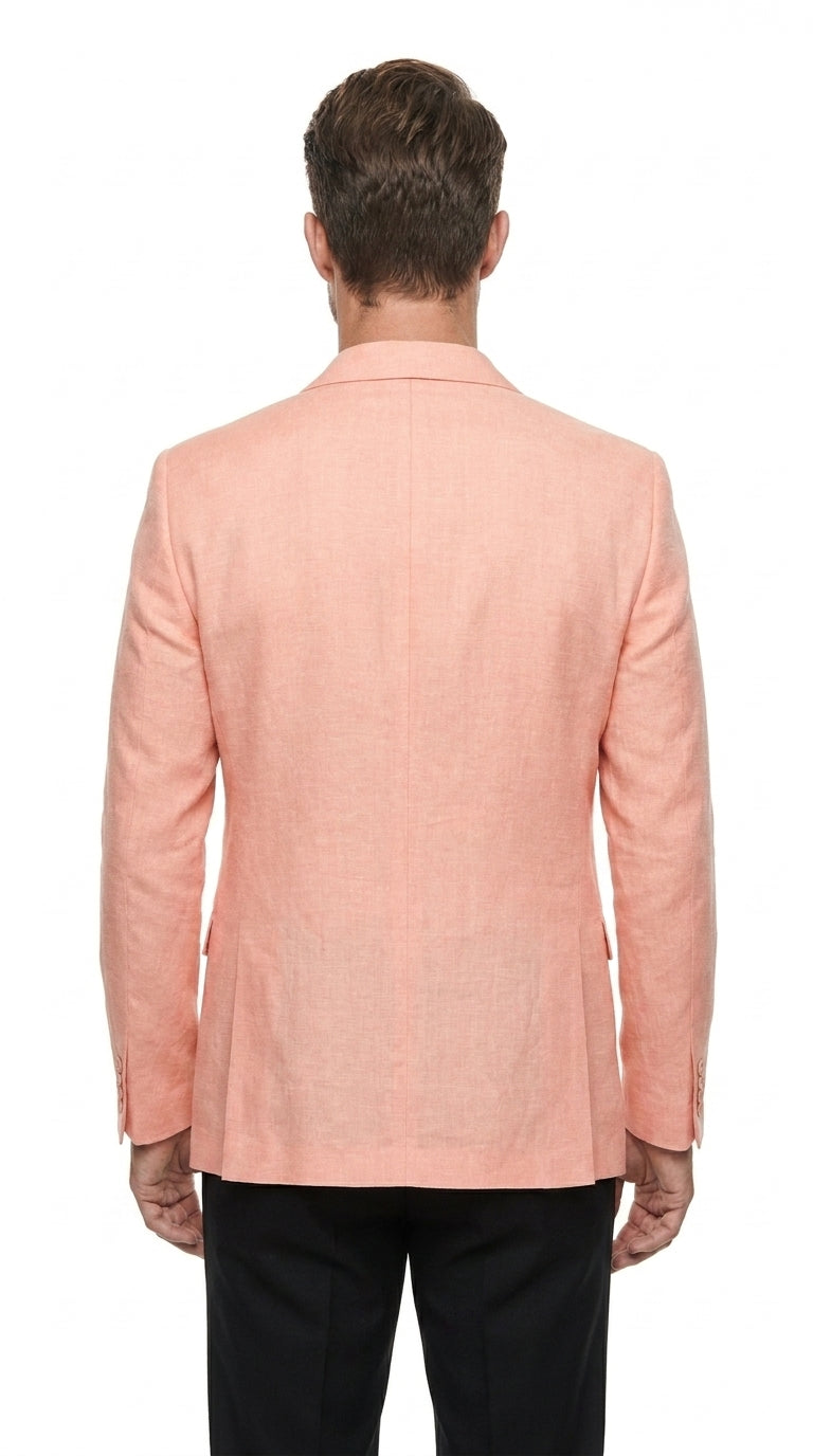 Men’s Peach Blazer – Modern Fit Wedding, Summer, Business Casual & Smart Casual Sport Coat - 36 Short