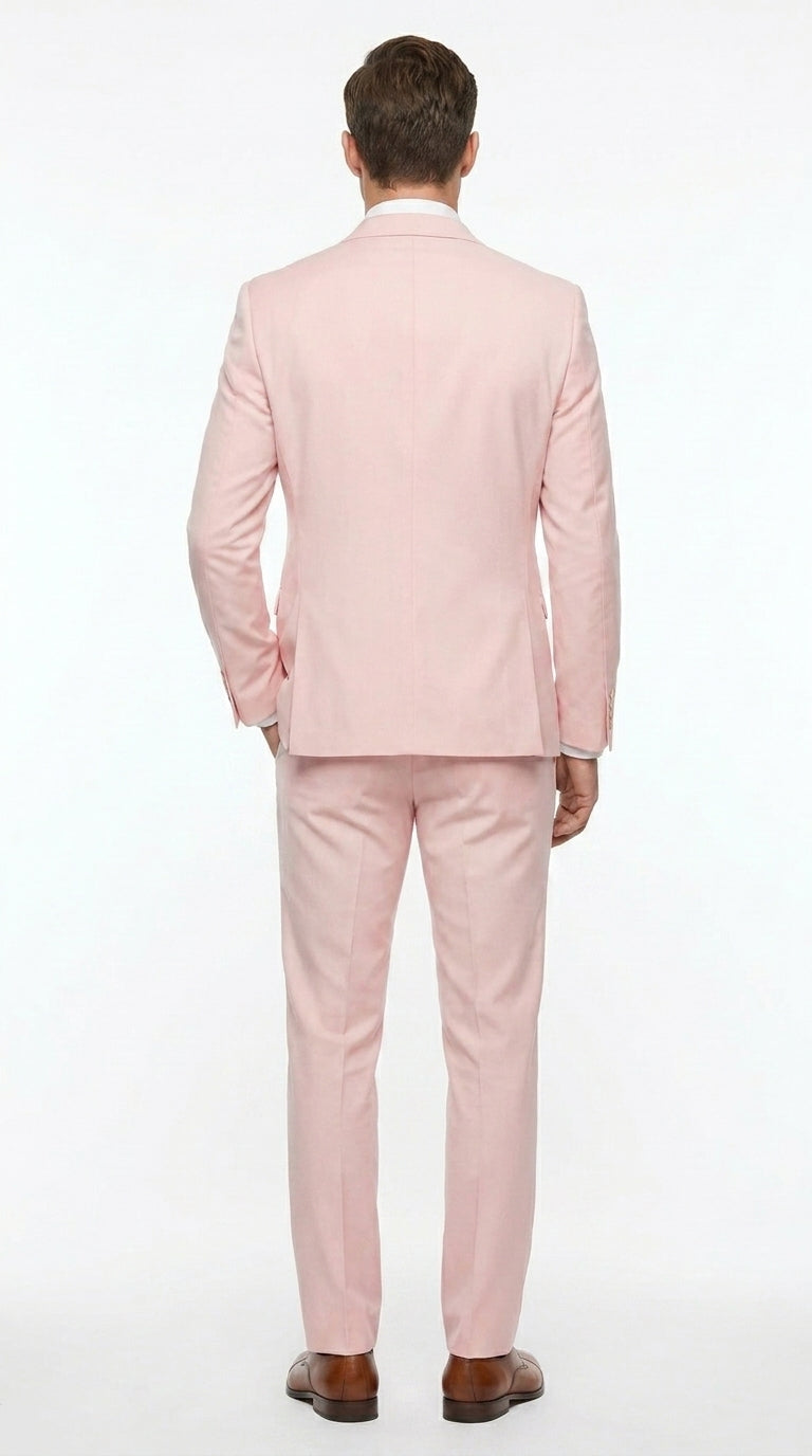 Men’s Light Pink 2 Piece Suit, Formal Dress Suit for Weddings, Prom, Parties, Summer Events Slim Fitted By Vitali - 34 Short or Extra Small