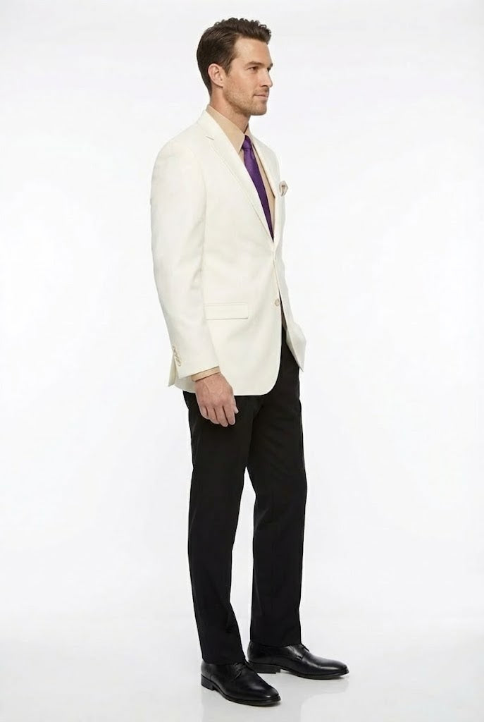 Mens White Blazer Jacket Classic Fit Formal Sport Coat with Gold Buttons
