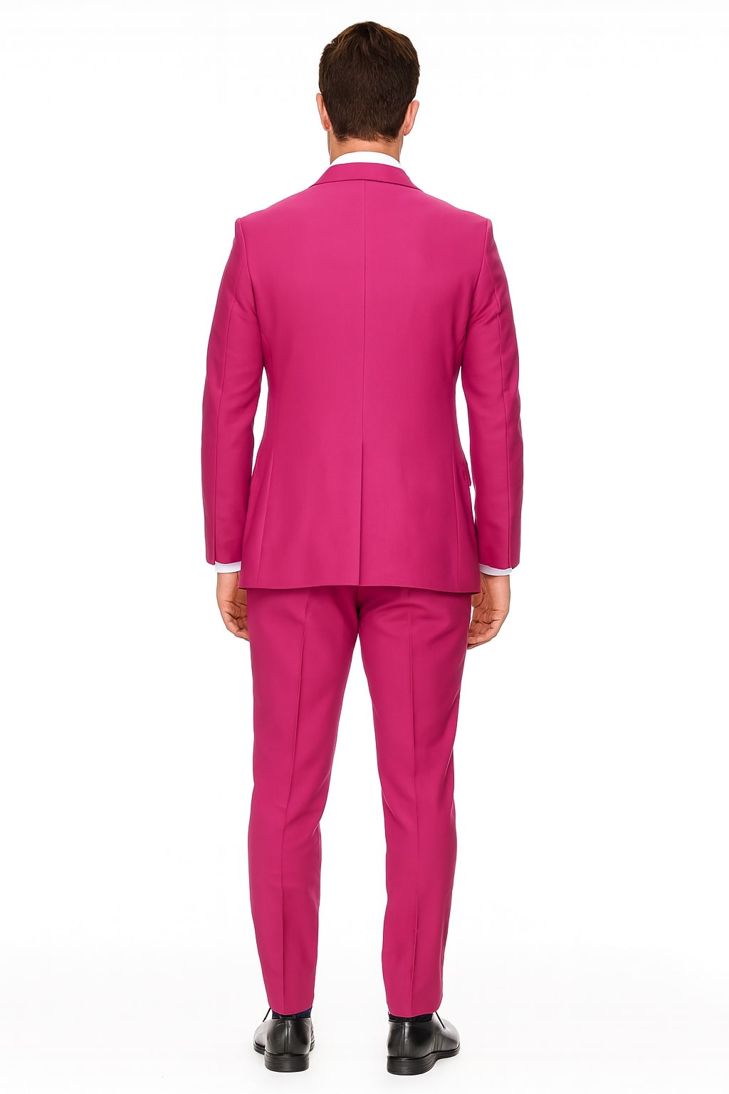 hot pink dress jacket Hot Pink Dress Suit: Fur Trim Jacket, Long Flare Dress