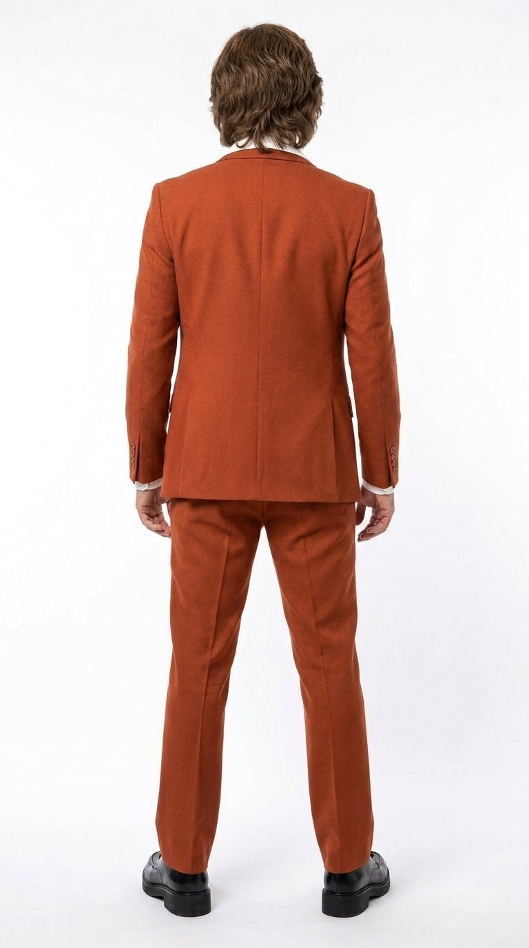 Men’s Burnt Orange 3-Piece Suit – 1970s Disco, Retro Rockabilly, Prom and Party Suit - 34 Short or Extra Small