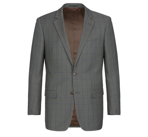292-2 Men's Two Piece Classic Fit Windowpane Check Dress Suit