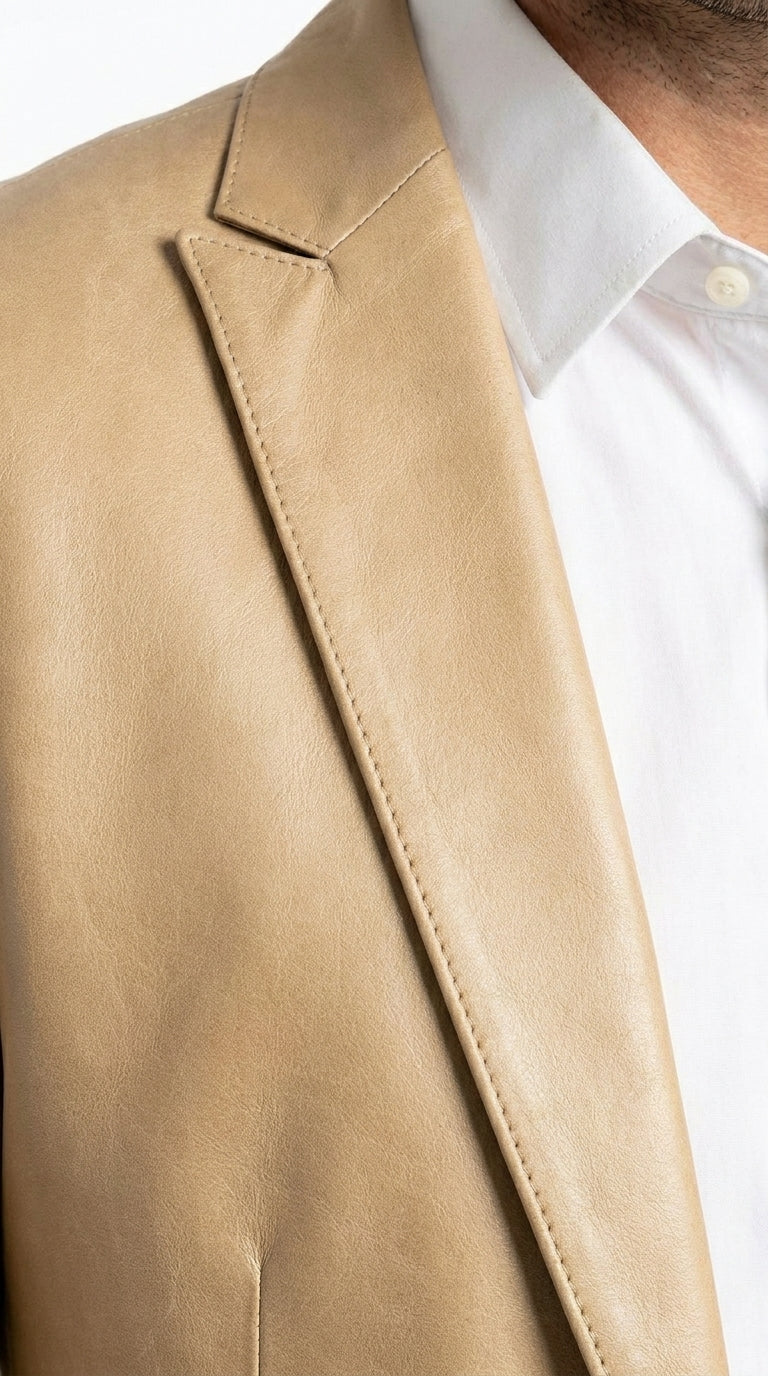 Men’s Champagne Gold Western Blazer, Formal Cowboy Wedding Ranch Sport Coat Jacket tan beige color sheen sharkskin fabric - 36 Short