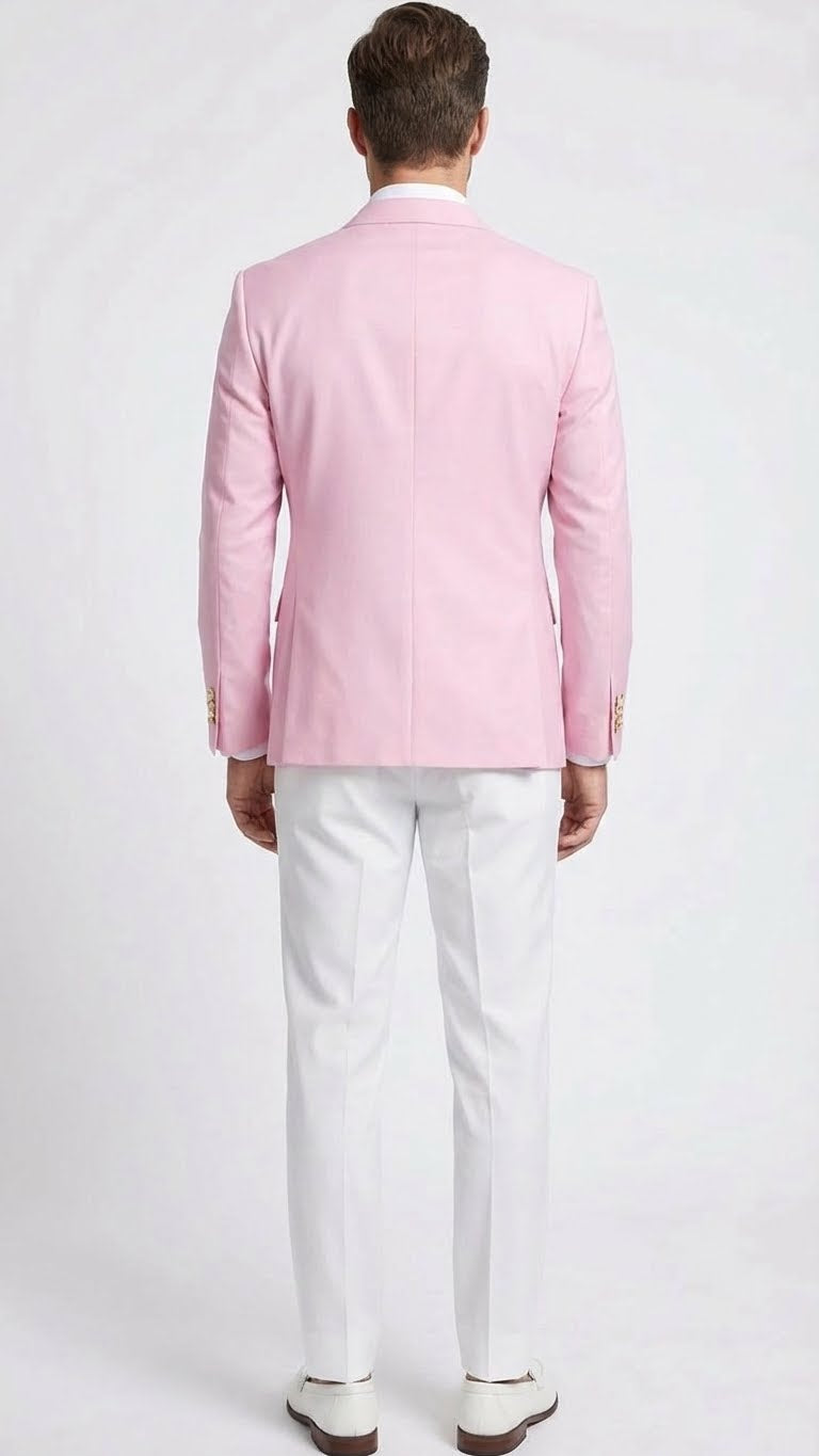 Men’s Light Pink Double Breasted Blazer – Sport Jacket Coat - 36 Short