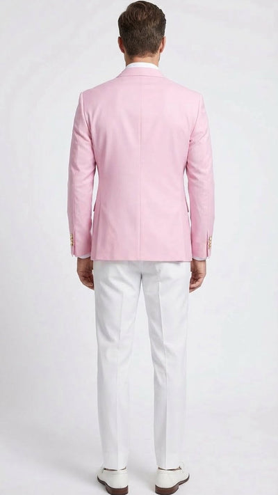 Mens Light Pink Double Breasted Blazer Sport Jacket Coat