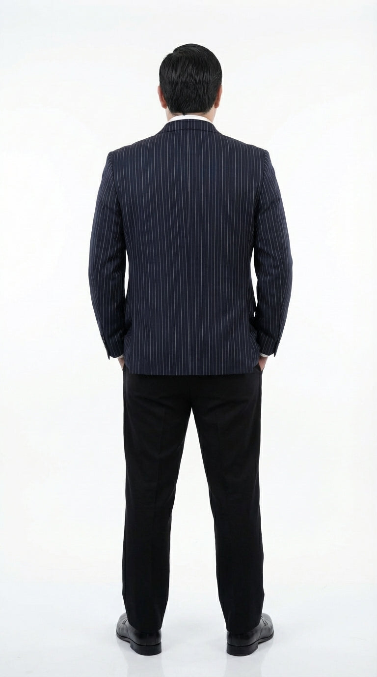 Men’s Black Pinstripe Blazer Gomez Addams Inspired Jacket – Vintage Double Breasted Formal Blazer, Classic Party Costume Wear, Elegant Evening - 36 Short