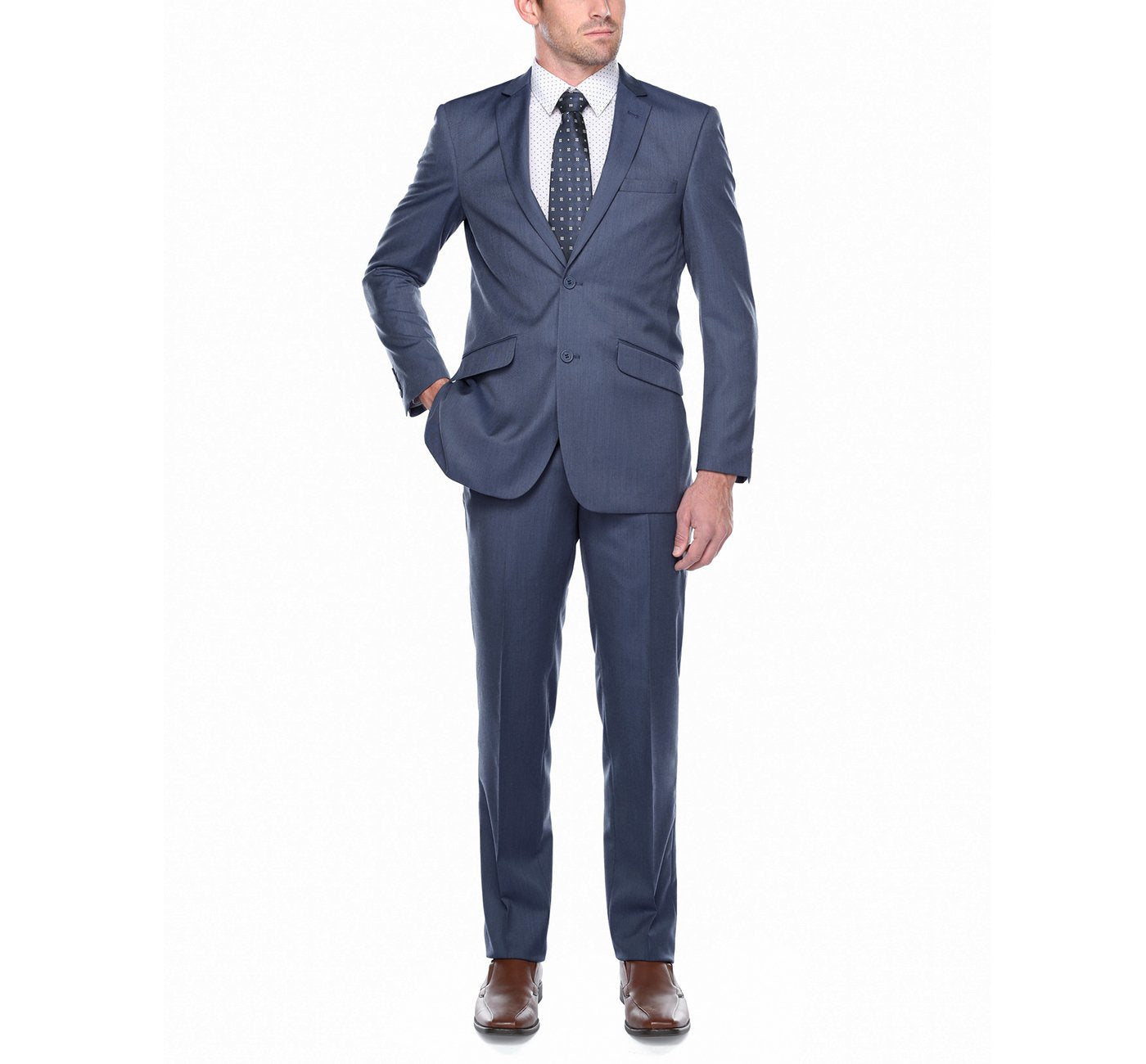 203-19 Men's 2-Piece Slim Fit Single Breasted Notch Lapel Suit - 34Sx28W