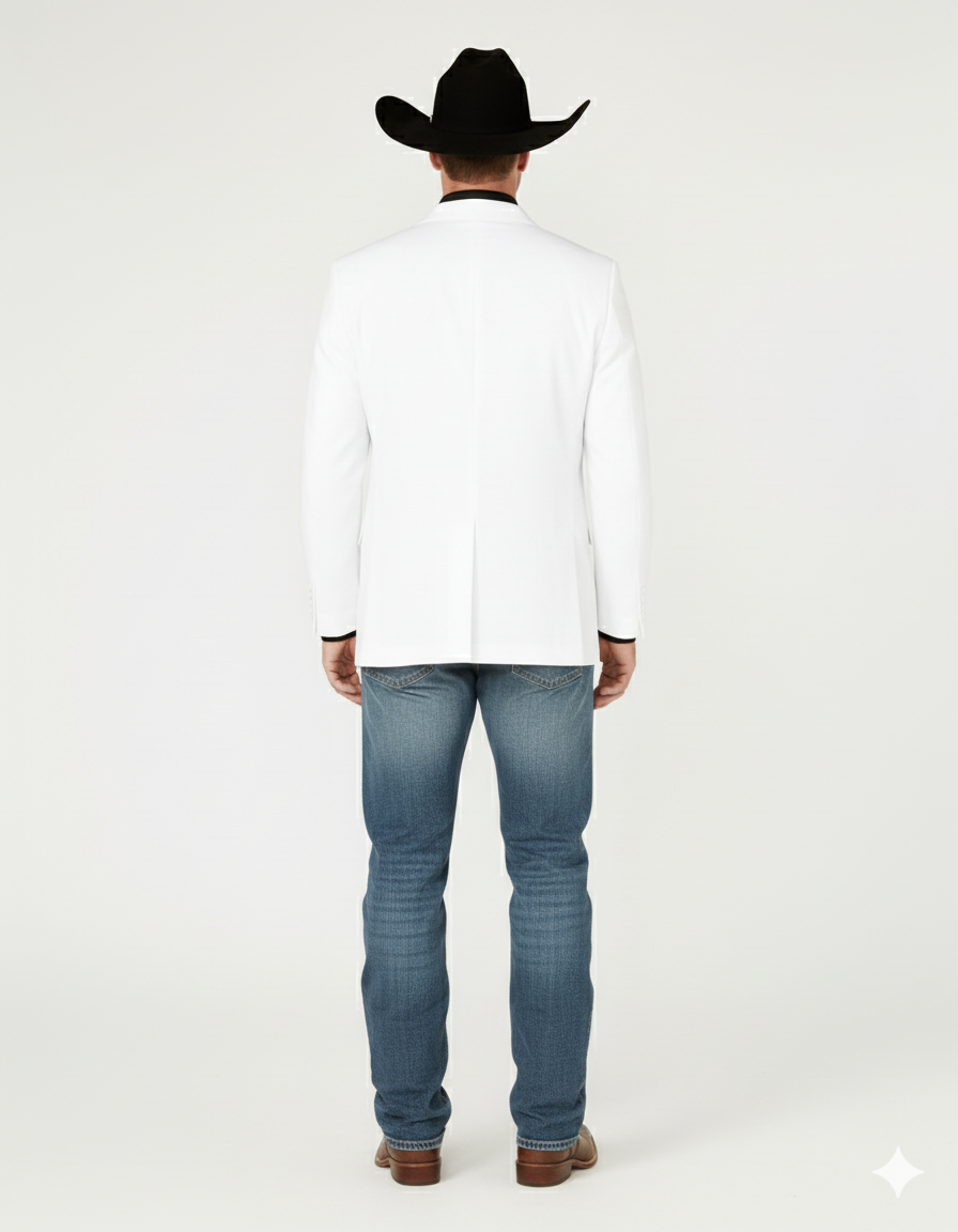 Mens White Western Blazer – Classic Cowboy Style Sport Coat for Formal - Cowboy Jacket - 36 Short
