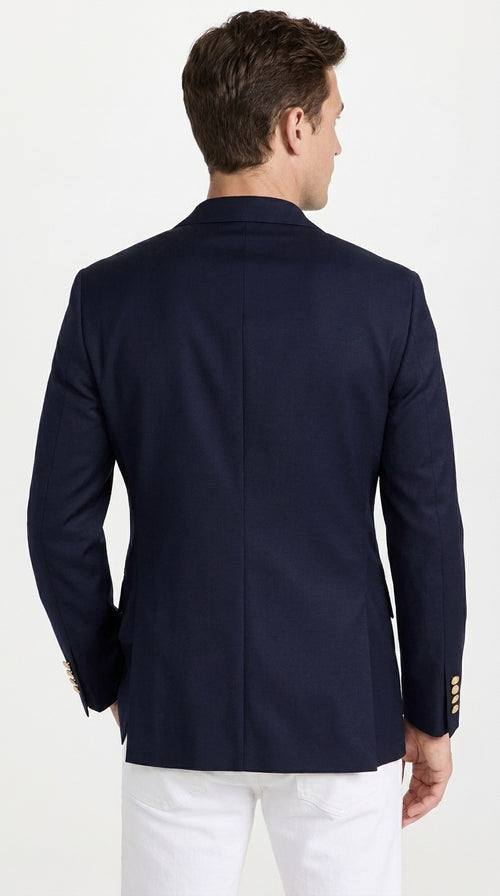 Men’s Navy Blue Club Blazer with Gold Buttons – Ted Lasso Inspired Classic Sport Coat