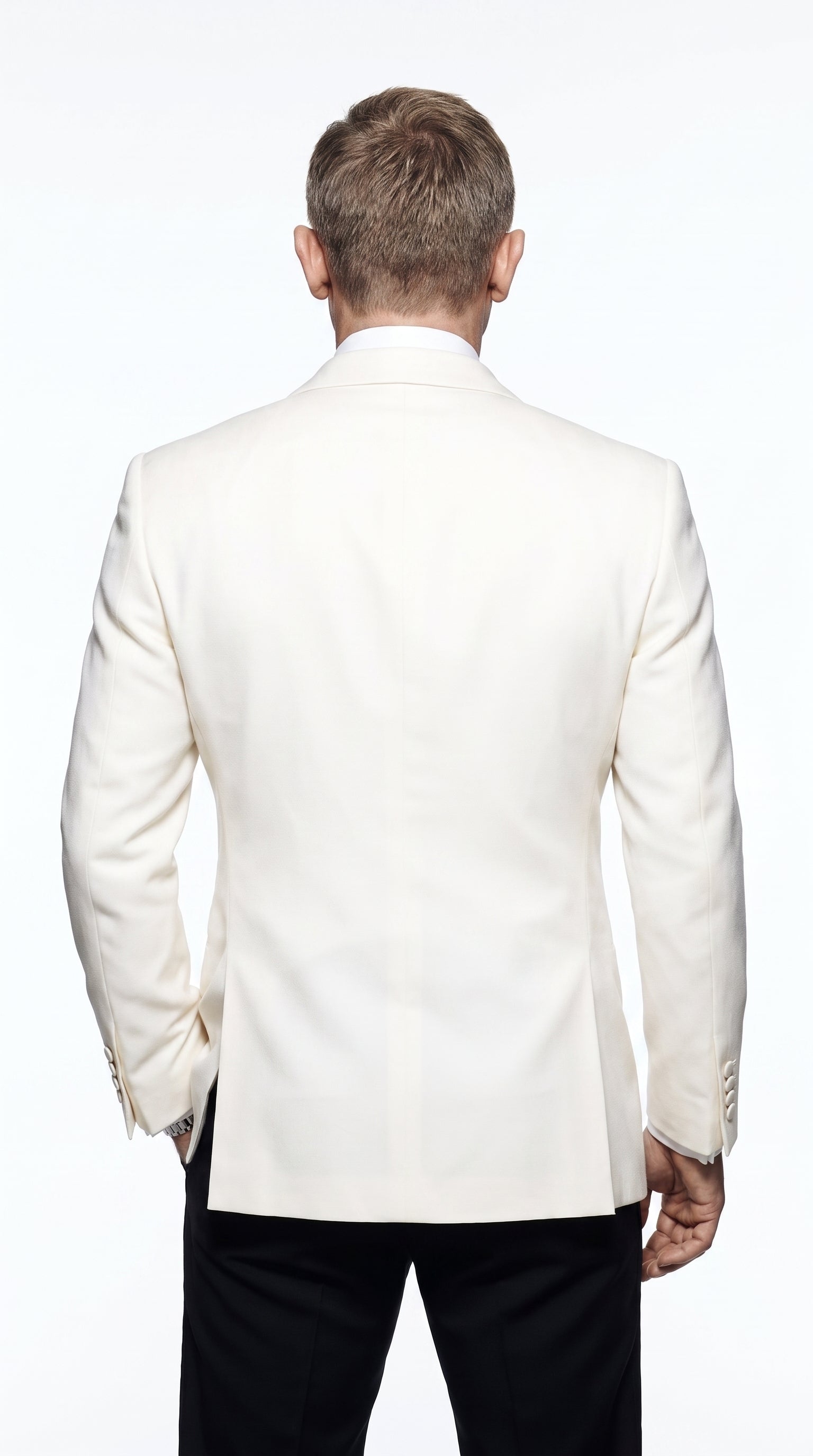 Men’s James Bond Style Ivory Dinner Jacket, White Tuxedo Blazer for Wedding, Prom and Black Tie Events