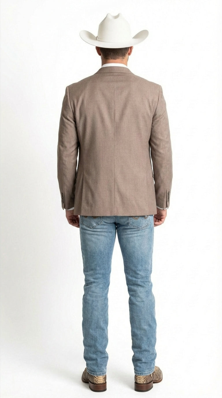 Mens Light Grey Cowboy Blazer with Double breasted Vest – Western Two Piece Suit Pants included - 34 Short or Extra Small