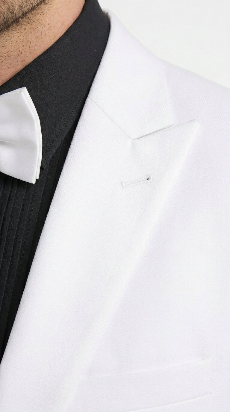Men’s White Tuxedo Suit with Shorts – Modern Formal Blazer and Short Pants Set for Wedding, Prom Summer Fabric - 34 Short or Extra Small