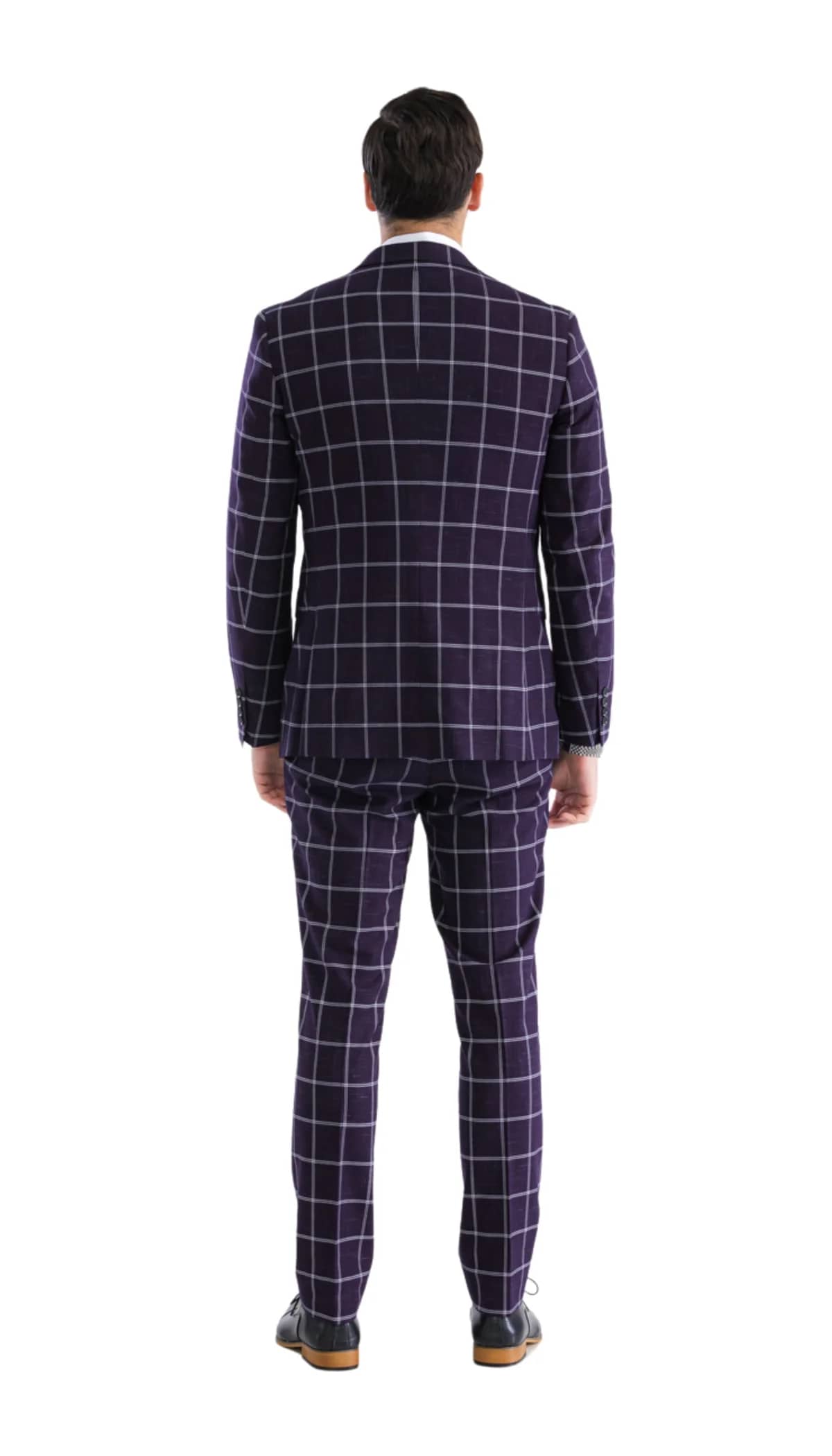Mens Plaid Suit - Black Windowpane Suit - 1920 Suits - 34 Short or Extra Small