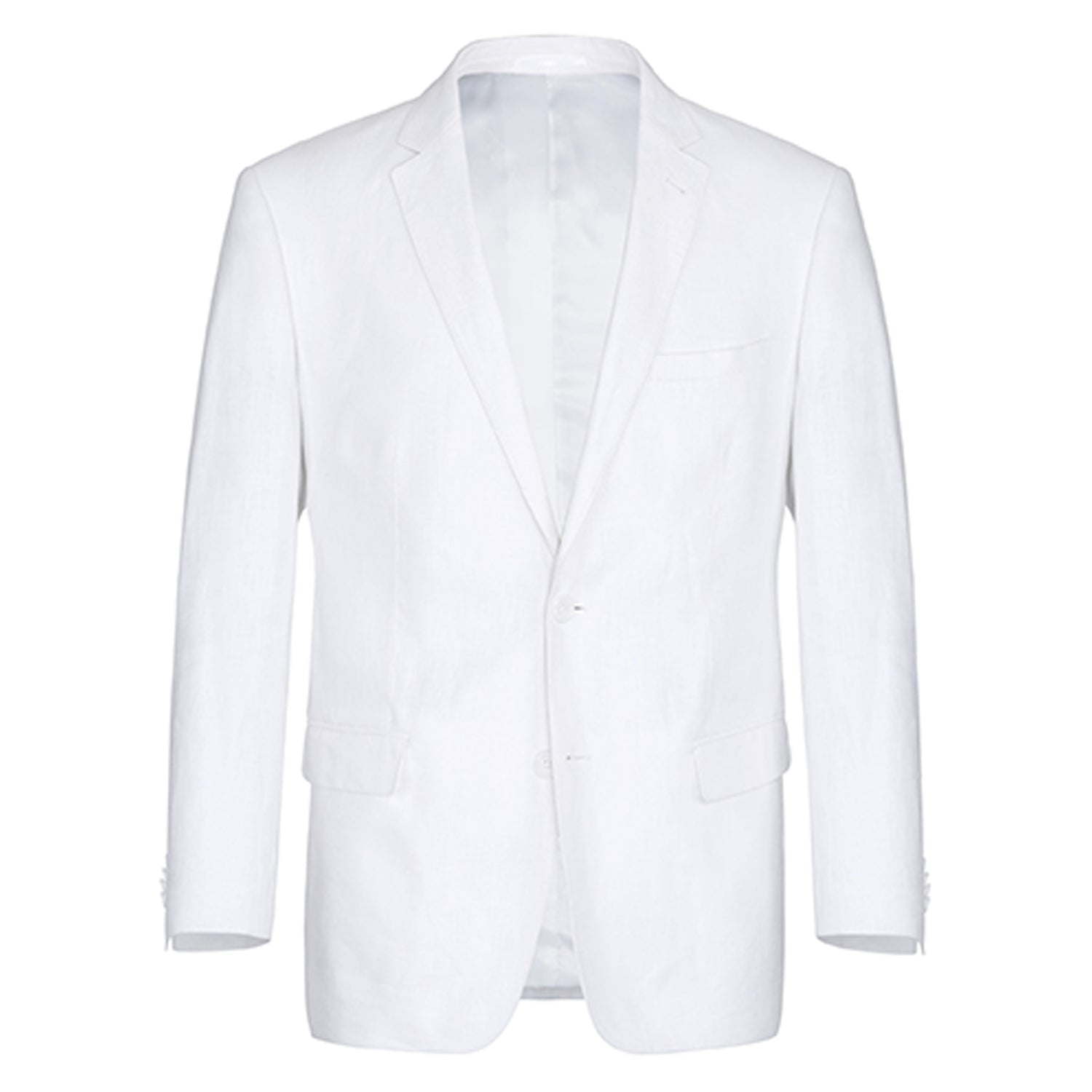 601-20 Men's Notch Lapels White Solid Linen Suits - 38Lx32W