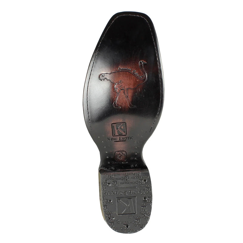 Men's King Exotic Genuine Ostrich Boots Dubai Toe Handcrafted Black (479B0305) - 6 E