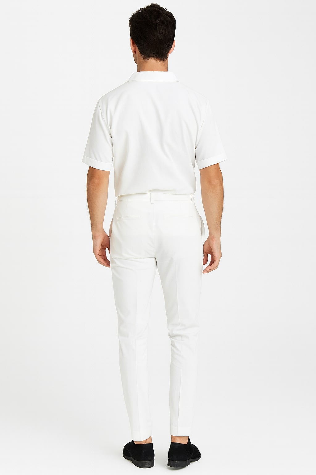 Men’s White Lace-Up Renaissance Shirt – Linen Fabric Short Sleeve Casual Pirate Peasant Top - 15.5"Neck-34-35" Sleeve