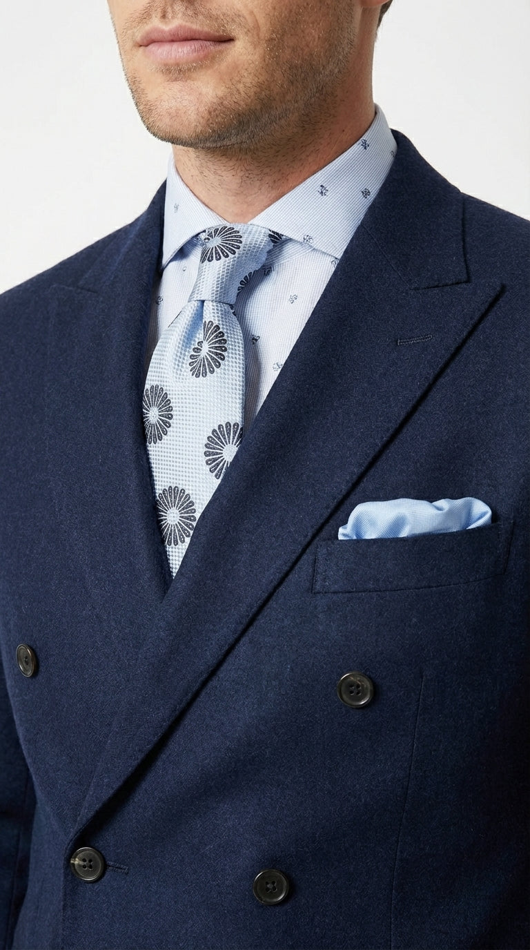 Mens Navy Blue Double Breasted Blazer – Classic Formal Suit Jacket for Business, Wedding, Office and Professional Wear - 36 Short