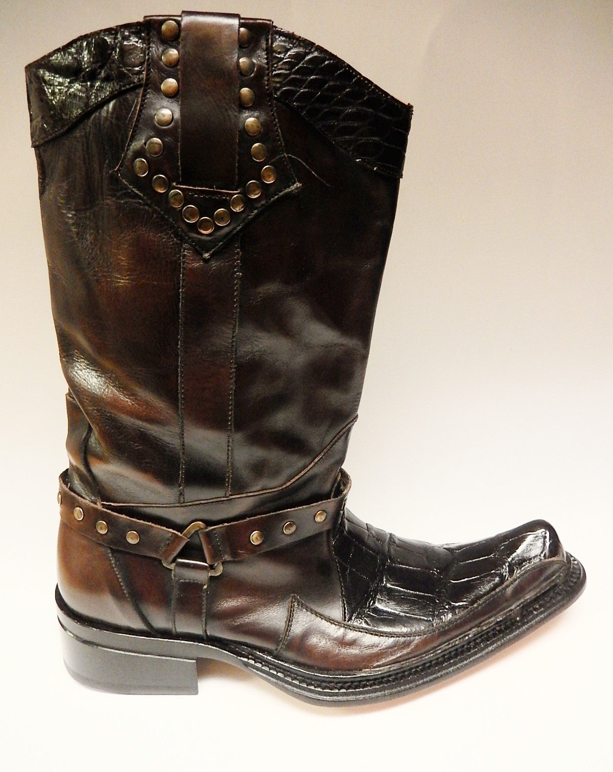 Mauri Chocolate Alligator & Calf Knee Boots 44238 - 8.5