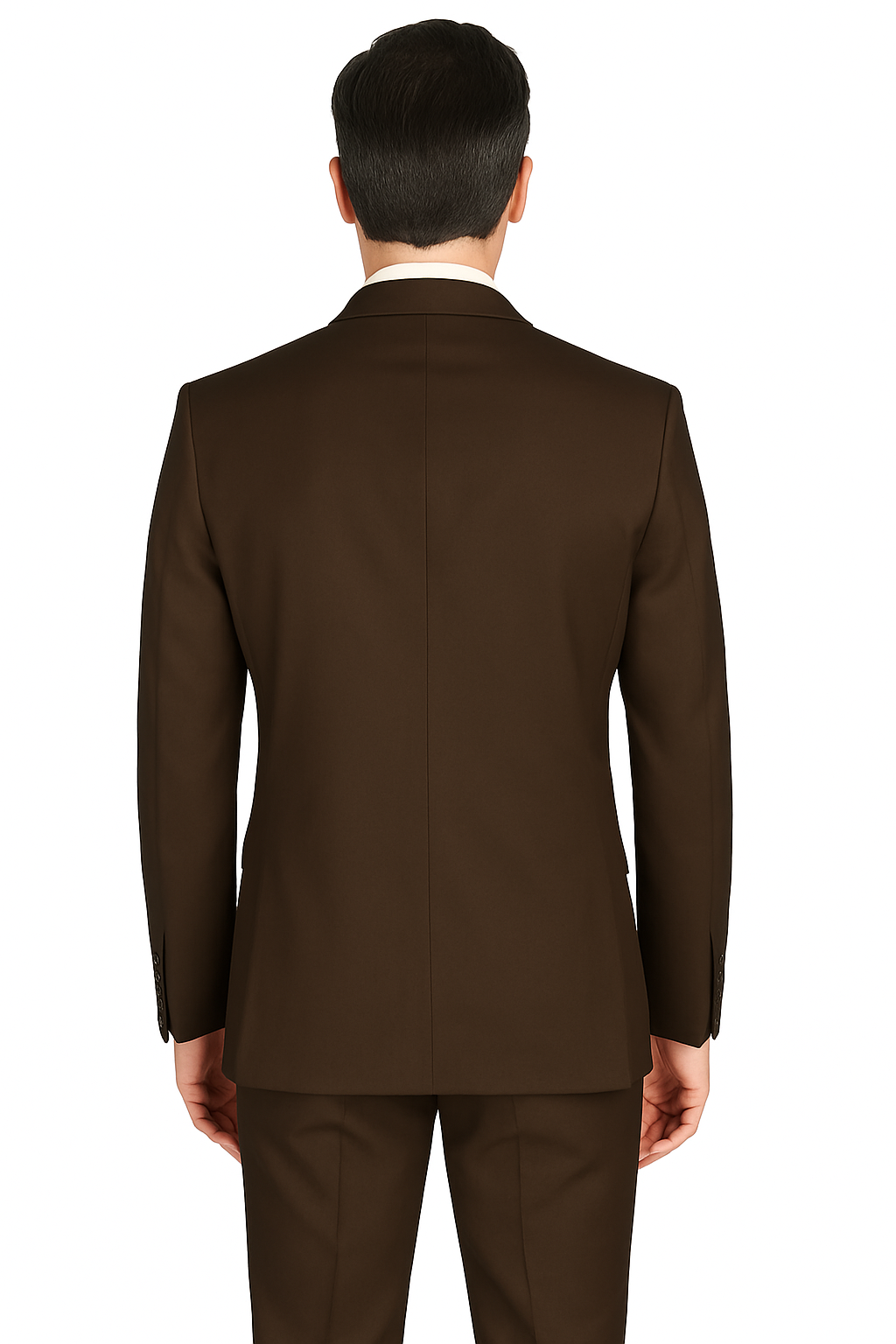 Slim Fit 2 Piece Suit Stretch Fabric Suit with Adjustable Waistband in Brown - Brown