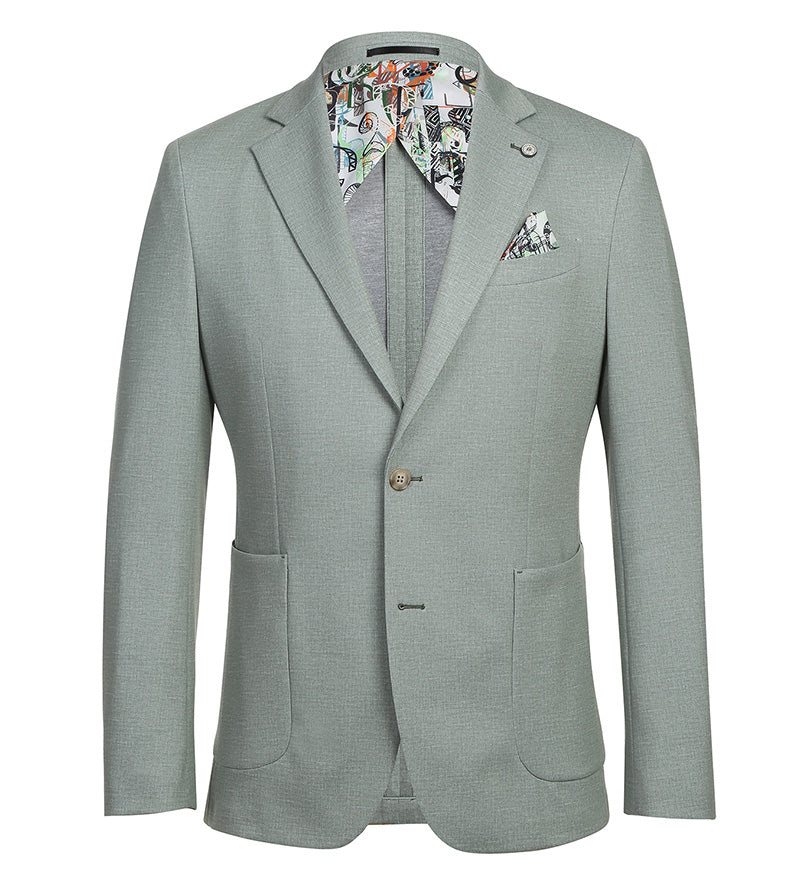 Half Canvas Slim Fit Blazer in Light Sage Gray - 38R