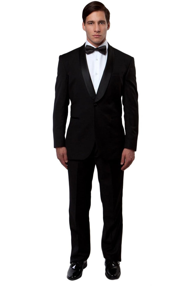 Black Slim Fit Shawl Lapel Tuxedo for Men - Classic Style