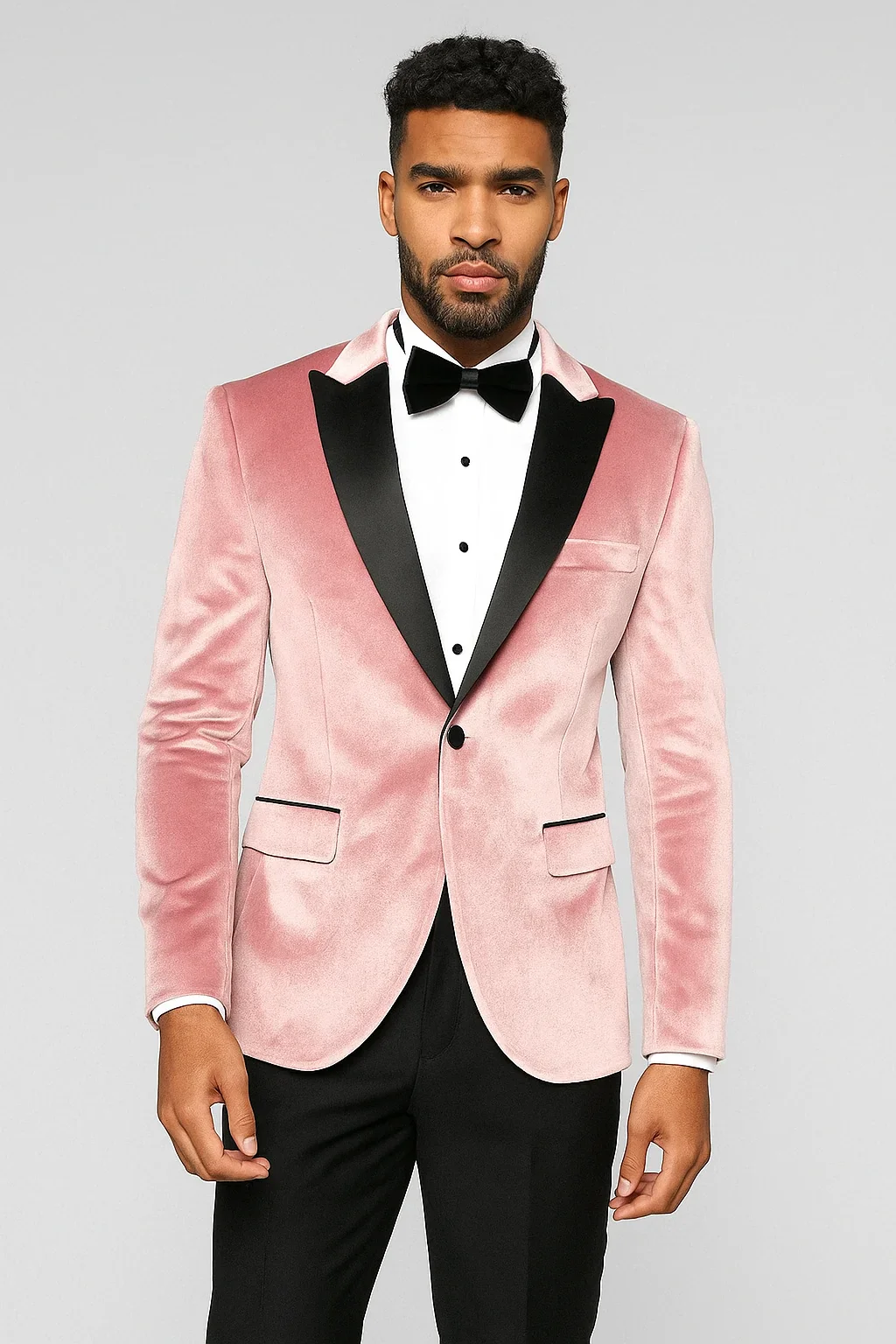 Mens Premium Blush Pink Velvet Evening Blazer Slim Fit Formal Prom & Wedding Jacket - 36 Short
