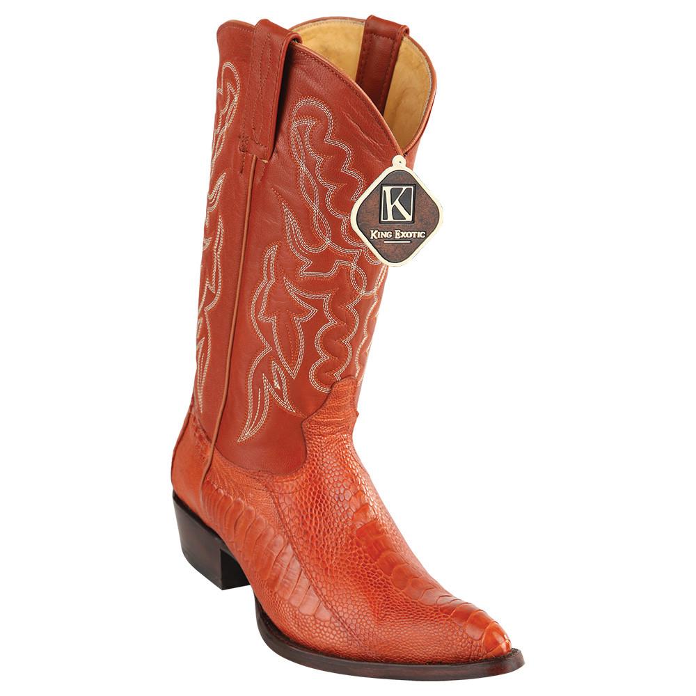 King Exotic Ostrich Leg Traditional Cowboy Boot J-Toe - Black