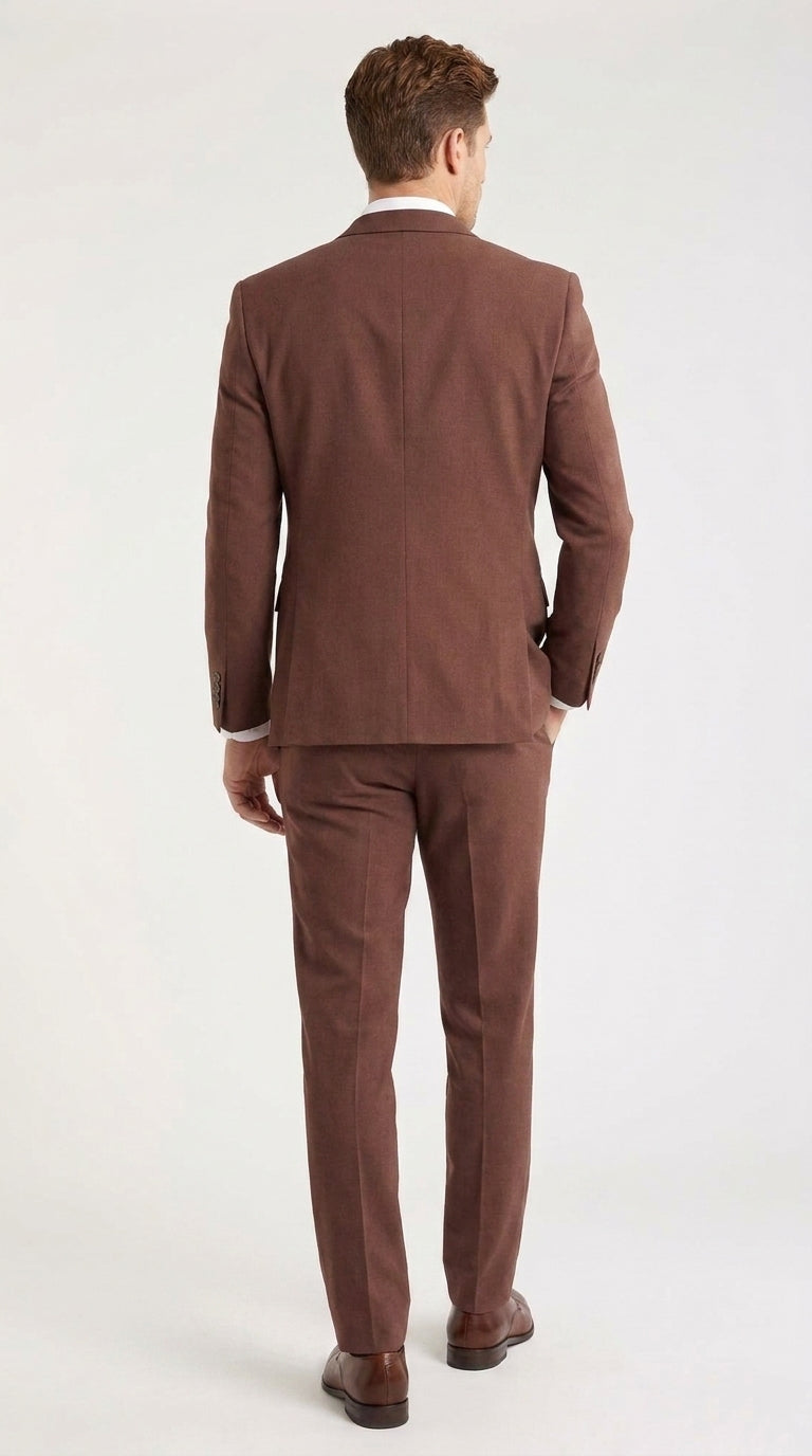 Men’s Coffee Brown 2-Piece Suit – Classic Two-Button Wedding, Business and Formal Suit - 34 Short or Extra Small