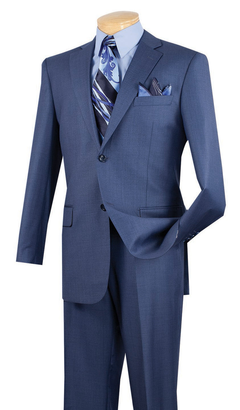 Monte Carlo Collection - Regular Fit 2 Piece 2 Button Textured Weave In Blue - Blue
