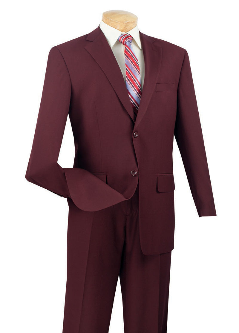 Monte Carlo Collection - Regular Fit 2 Piece 2 Button Textured Weave Burgundy - Burgundy