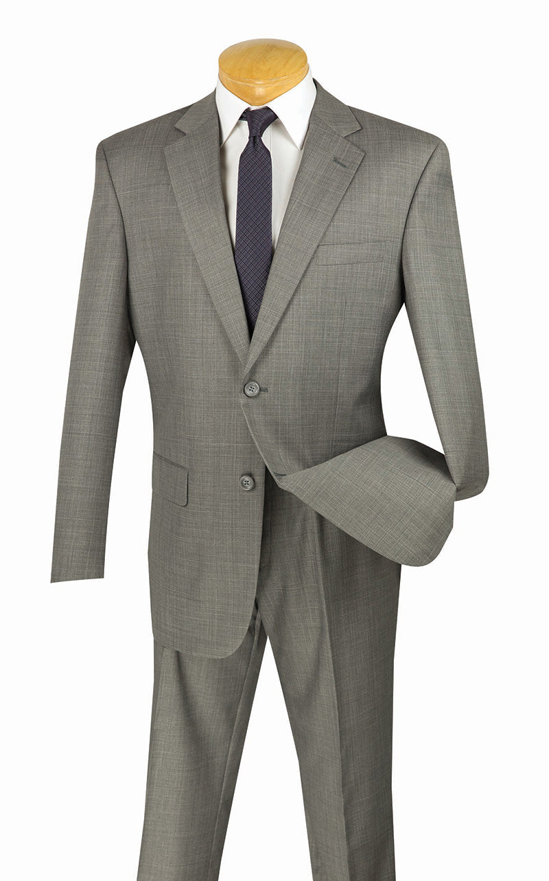 Monte Carlo Collection - Regular Fit 2 Piece 2 Button Textured Weave In Gray - Gray