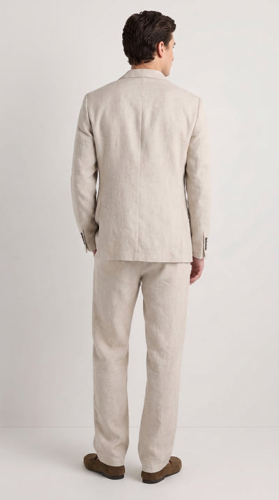 Men’s Informal Summer Suit, Light Beige Casual Linen Style Blazer and Pants Set