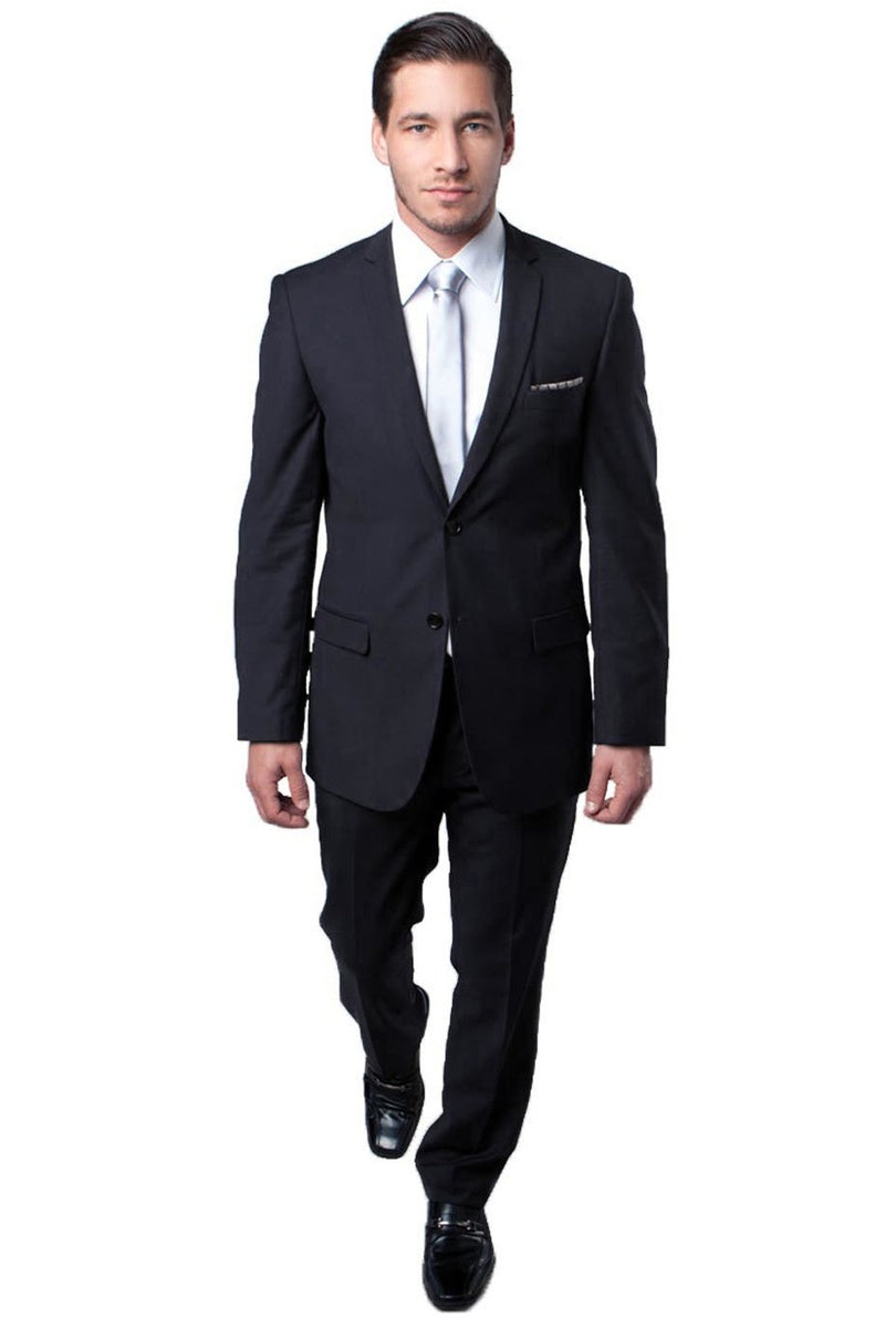 "Charcoal Grey Slim Fit Wedding Suit for Men - Basic 2 Button Style" - 34 Short