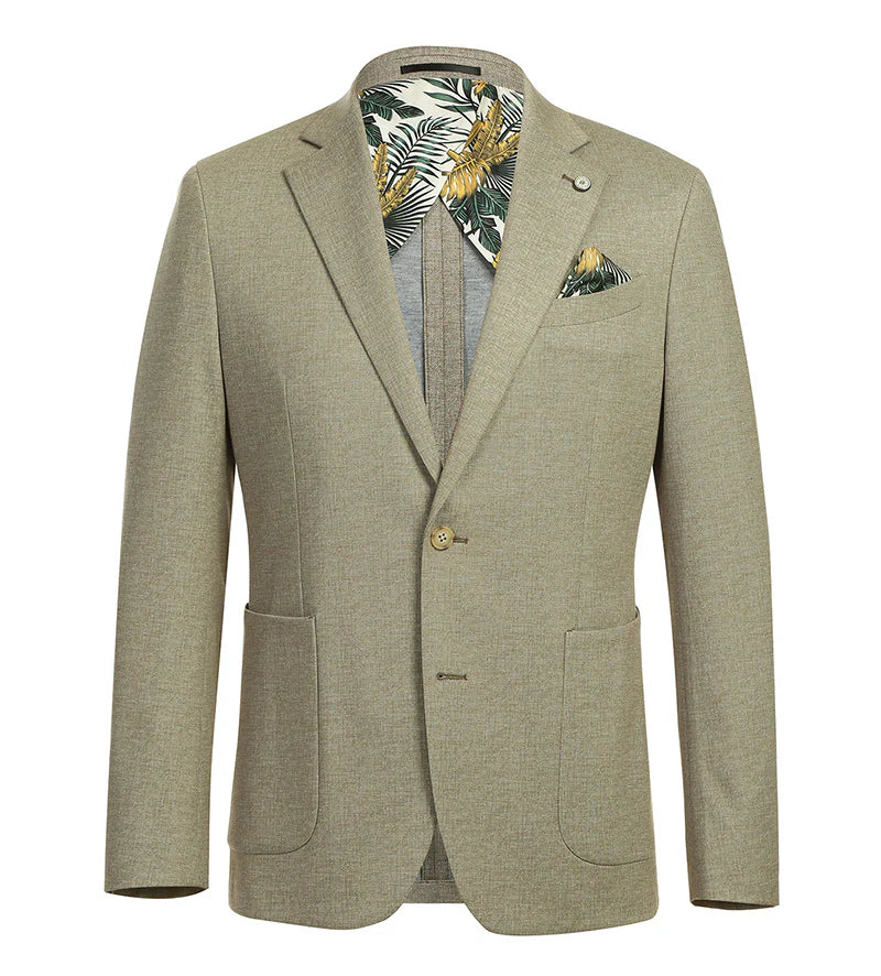 Half Canvas Slim Fit Blazer in Khaki - 38R