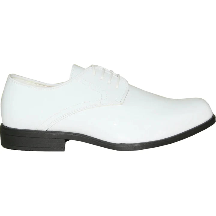 Mens Classic Formal Shiny Patent Tuxedo Shoe In White