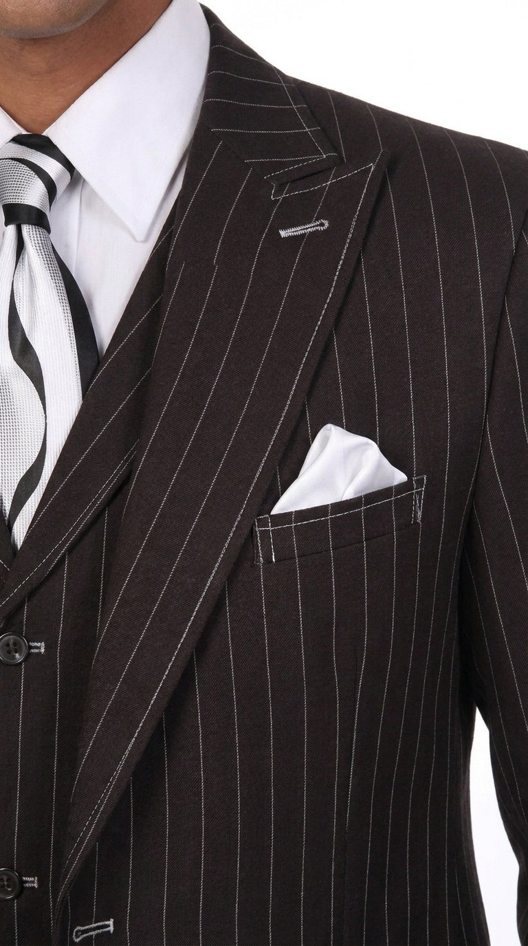 Men’s Black Pinstripe Zoot Suit – 3-Piece Gangster, Formal Suit 1920s Pimp Suit - 34 Short or Extra Small