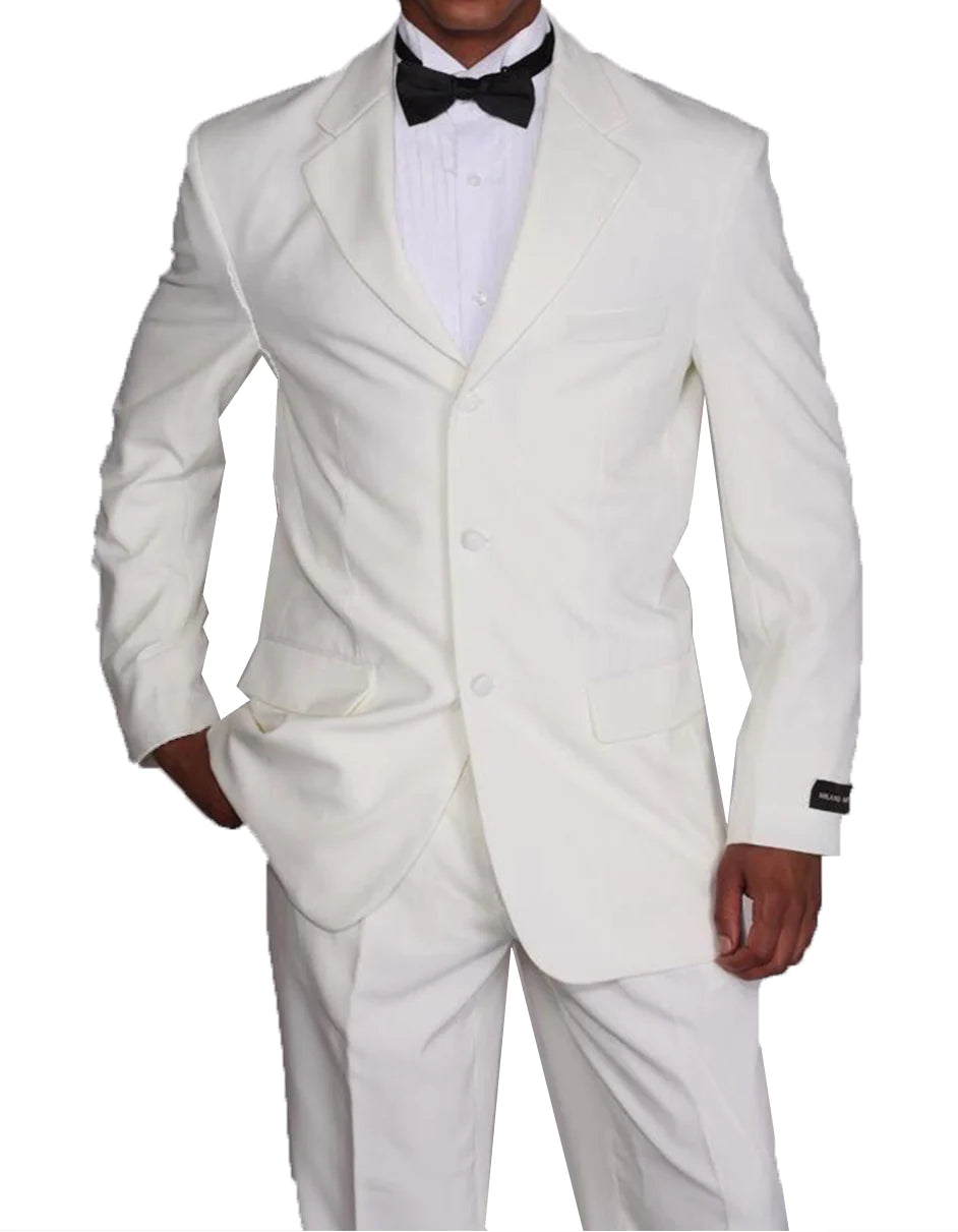 "Mens Traditional 3 Button Polyester Tuxedo Suit in Ivory"