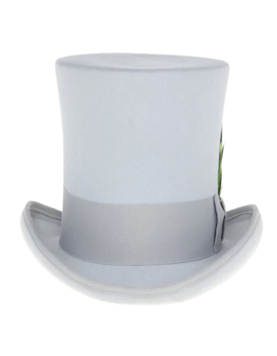 Victorian Steampunk Top Hat - 1800 19th Century - Dressy Loden Felt Top Light Grey Hat - S