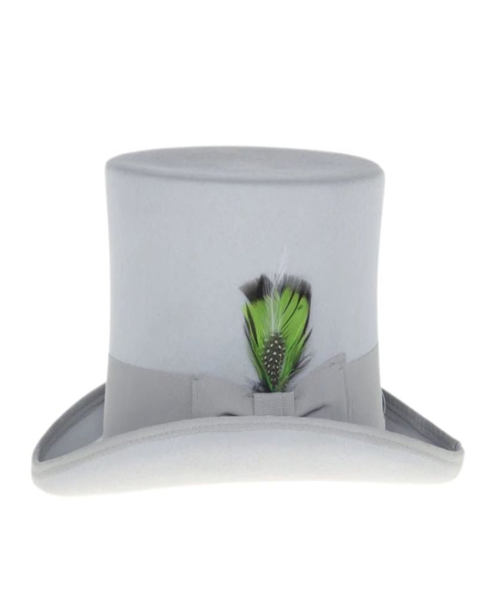 Victorian Steampunk Top Hat - 1800 19th Century - Dressy Loden Felt Top Light Grey Hat - S
