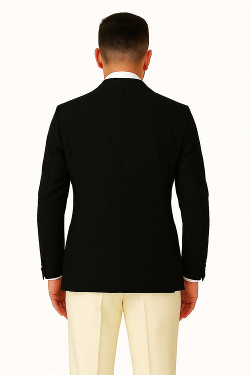 Mens Black and Ivory Tuxedo with Wide Shawl Lapel 3 Piece Black and off White Lapel ! Vested Suit