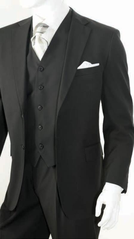 Men's 3 Piece Classic Suit Black - Three Piece Suit-New Designer Collection - 52 Long
