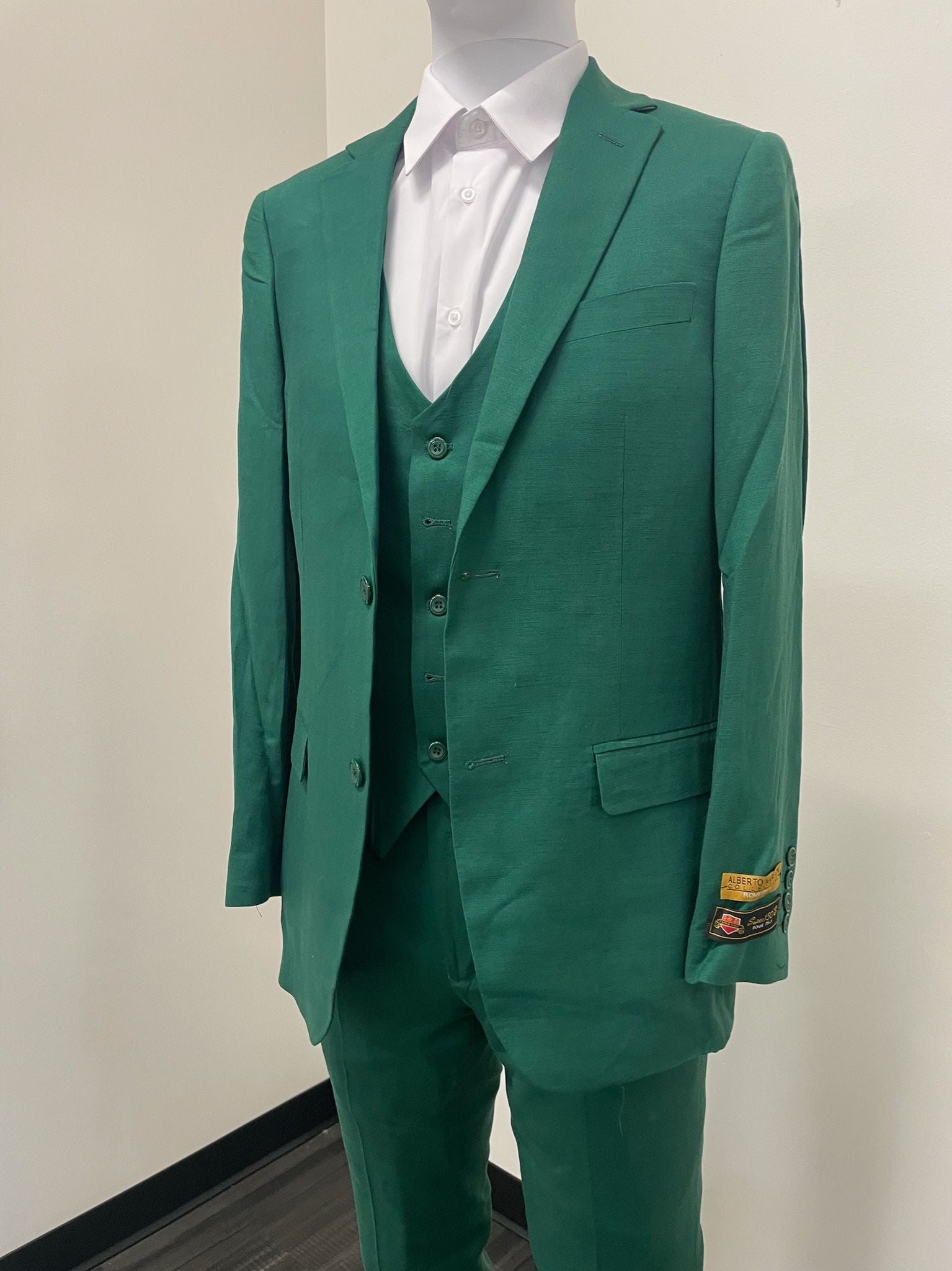 Mens Emerald Green 3-Piece Suit â€“ Slim Fit Wedding and Formal Suit by Alberto Nardoni-New Designer Collection - 34 Short or Extra Small