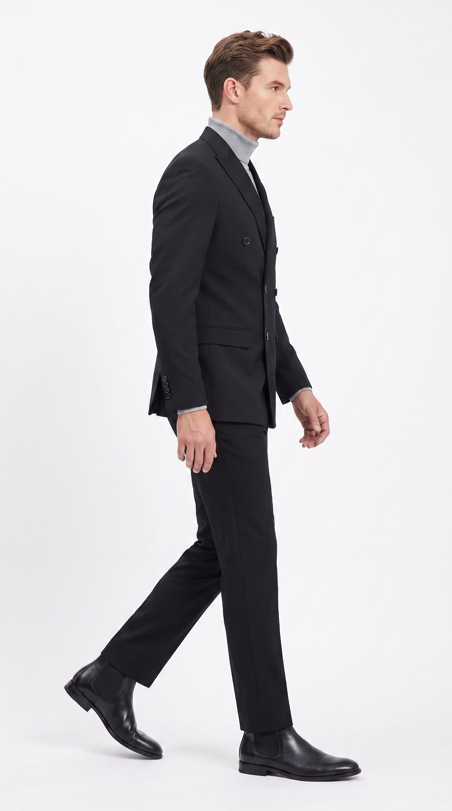 Men's Designer Stacy Adams Classic Double Breasted Suit in Black  Peak Lapel Slim fit - 34 Short or Extra Small