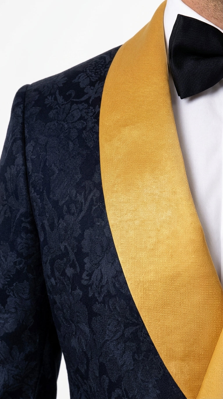 Men’s Black and Gold Hollywood Tuxedo – Double-Breasted Shawl Lapel Prom, Wedding and Formal Suit - 34 Short or Extra Small