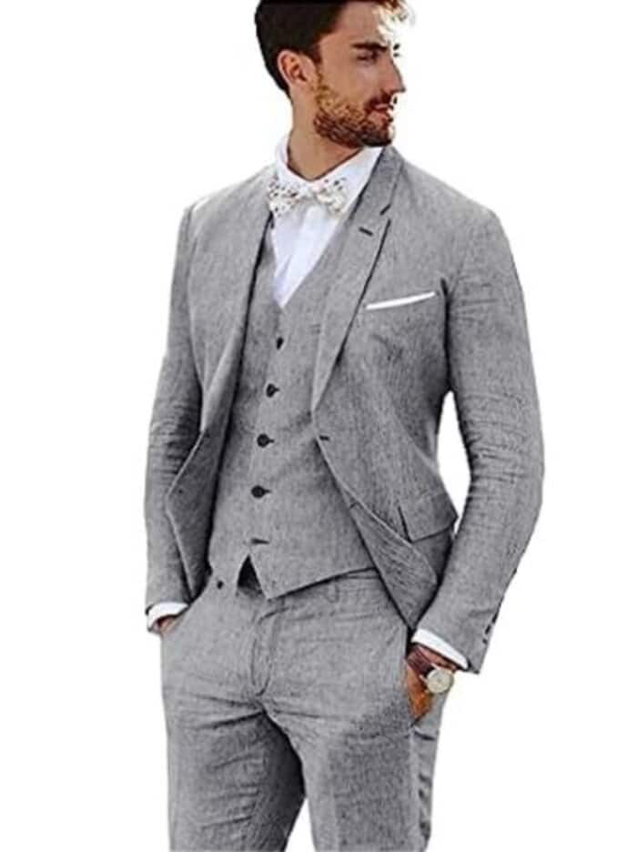 Mens Big and Tall Linen Suits - Gray Summer Fabric Suit