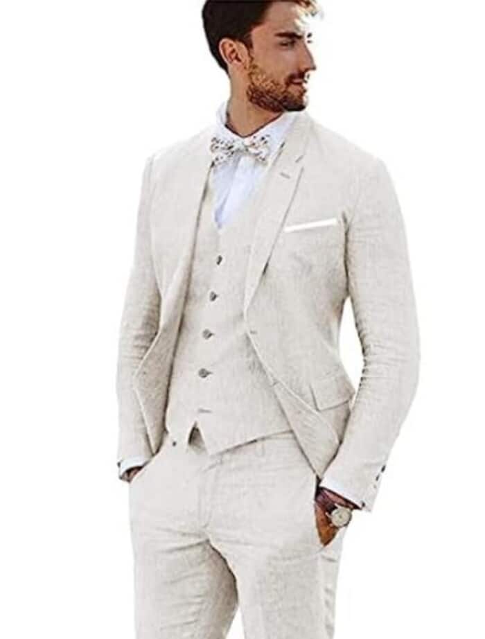 Mens Big and Tall Linen Suits - Ivory Summer Fabric Suit