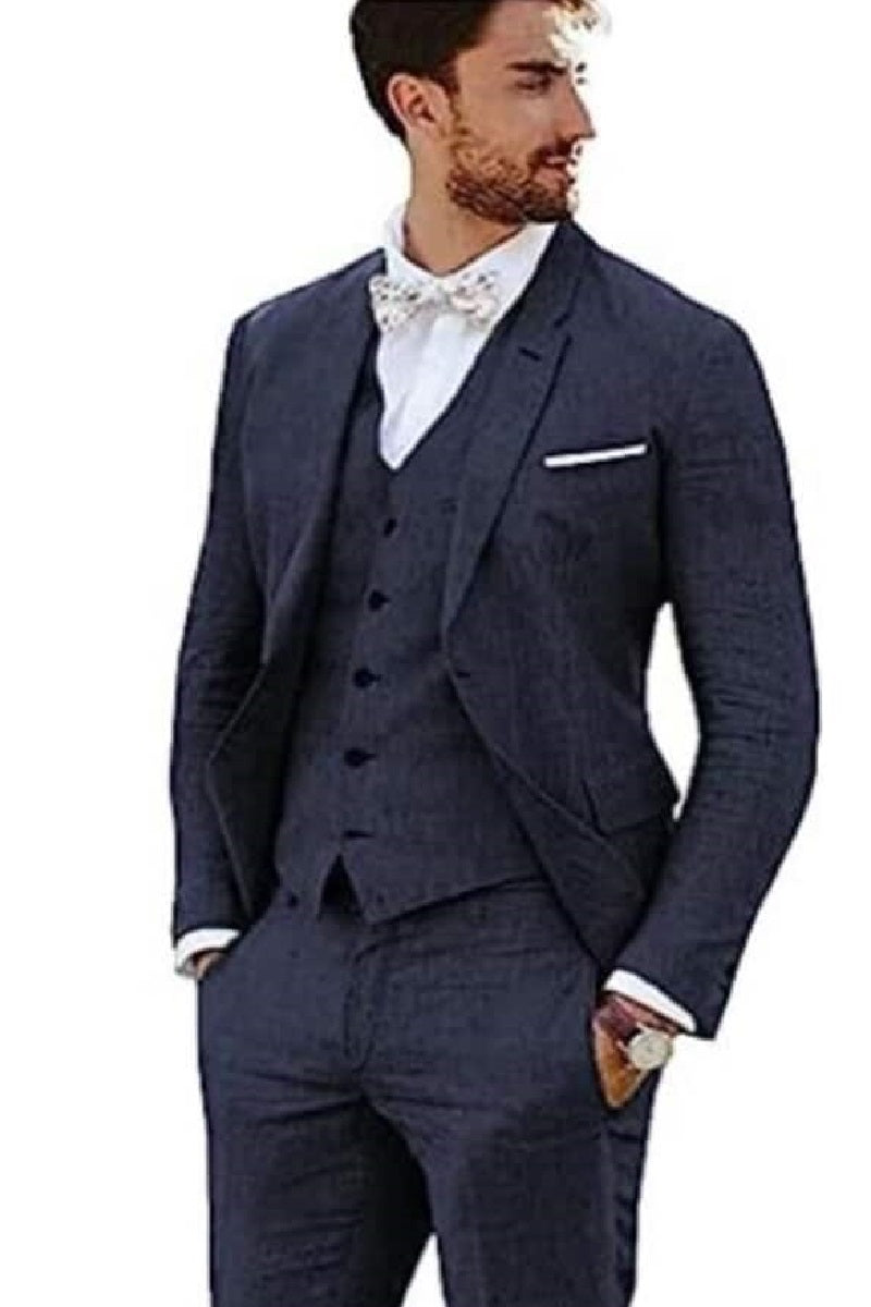 Mens Big and Tall Linen Suits - Navy Slim Fit Summer Fabric Suit - 38 Short Jacket+32 Waist Adjustable 28to34)(Height: 5’4”to5’7”)(Neck 15-16.5)S-M)ggg