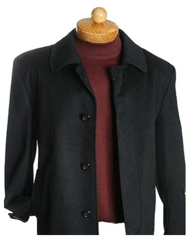 3 Quarter Dark color black Wool fabric Jacket - men's Overcoat